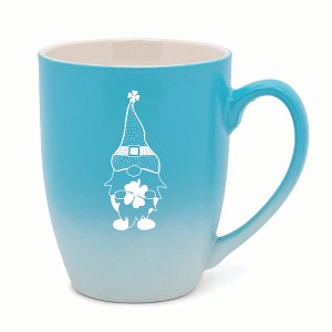 Elanze Designs Gnome With Dot Pattern On Hat Two Toned Ombre Matte 10 ounce New Bone China Coffee Tea Cup Mug, Teal and White - 1 of 4