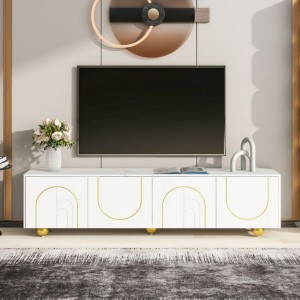 TV Stand Entertainment Center With Storage Cabinets For TVs Up To 75", 4 Doors Media Cabinet With Divider For Living Room Bedroom - 1 of 4