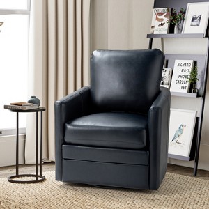 Hugo  Fall  Transitional  Wooden Upholstered Swivel Chair with metal base  for Bedroom and Living Room Deal of the day | ARTFUL LIVING DESIGN - 1 of 4
