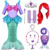 Joyfy Girls' Little Mermaid Halloween Costume Dress with Red Wig And Headband Little Mermaid Costume - 2 of 4