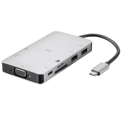 Monoprice USB-C Travel Dock - Silver With HDMI, VGA, Gigabit Ethernet, 2-Port USB 3.0, SD/MicroSD Reader, USB-C 100W PD 3.0 - Consul Series