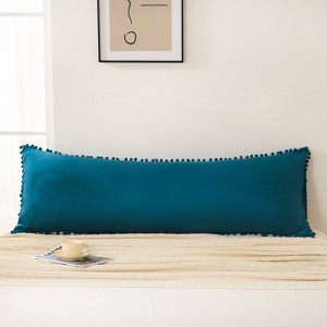 Pom-Pom Fringe Pillowcases & Body Pillow Cover – Soft Decorative Bedding Shams with Deep Pocket, Queen/King/Body Options - 1 of 4