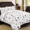 3pc Queen Floral Garden Cotton Flannel Printed Oversized Duvet Set Multi - Tribeca Living - 3 of 3
