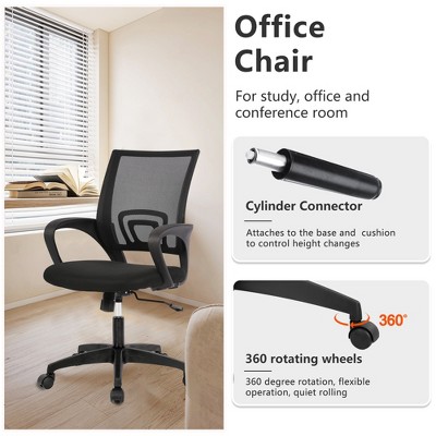 Black Mesh Ergonomic Executive Swivel Office Chair with Fixed Arms