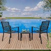 homfan 3-Piece Outdoor Bistro Set - Modern Steel Patio Furniture with 2 Stackable Chairs & 1 Table for Garden, Balcony, Poolside - 2 of 4
