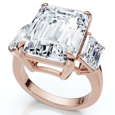 Pompeii3 Certified 12Ct Emerald Cut Diamond Engagement Ring 14k Gold/Platinum Lab Created