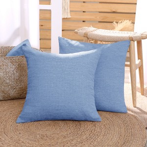 Deconovo Faux Linen Cushion Covers, Set of 2, Light Blue ¨C Eco-Friendly, Machine Washable, Decorative Pillow Covers for Sofa - 1 of 4