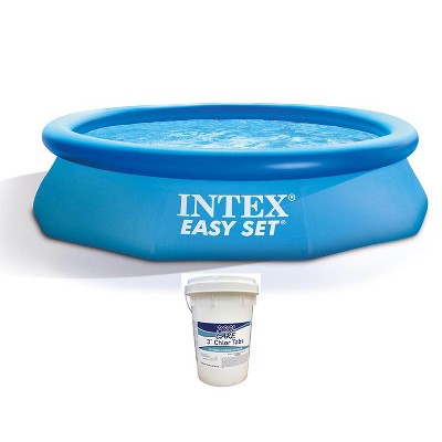 Intex Easy Set 10ft x 30in Above Ground Inflatable Round Swimming Pool for Kids, Adults, and 3 Inch Chlorine Tabs, 50 lbs (No Filter Pump Included)