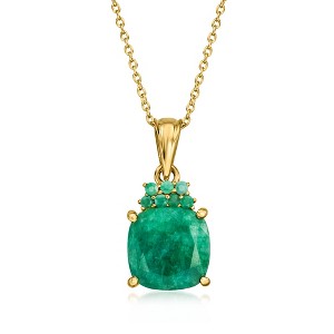 Ross-Simons 5.70 ct. t.w. Emerald Pendant Necklace in 18kt Gold Over Sterling Size 18 - 1 of 3