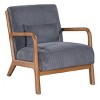 Natural Wooden Lounge Chair with Ribbed Corduroy Upholstery and Cushion for Living Room, Bedroom or Reading Corner-The Pop Home - 3 of 4