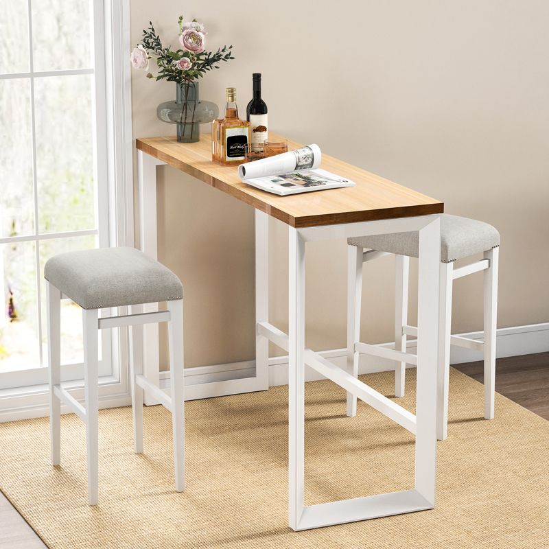 Costway 24"  Height Set of 2 Bar Stools Backless Counter Height Kitchen Chairs with Wooden Legs Gray, 4 of 11