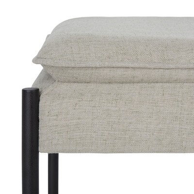 Light Grey Linen Cushioned Minimalist X Bench