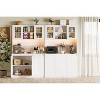 71inTall Kitchen Pantry Cabinet, Kitchen Storage Hutch with Led Lights Power Outlets, Microwave Stand, Glass Door, Adjustable Shelves, Handless Design - 3 of 4