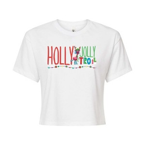 Women's - Trolls - Holly Jolly Troll Cooper Cropped Graphic T-Shirt - 1 of 4