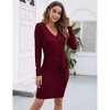 Women's Sweater Dress 2025 Fall Winter V Neck Long Sleeve Ribbed Knit Tie Waist Bodycon Slim Fit Mini Dresses - 4 of 4
