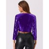 Allegra K Women's Sequin Sparkly Party 3/4 Sleeve Open Front Crop Bolero Shrug - 4 of 4
