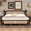 KIGFTSOD King Pine wooden Bed with Rattan Headboard and Footboard, with Central Enhanced Bed Platform - 3 of 4