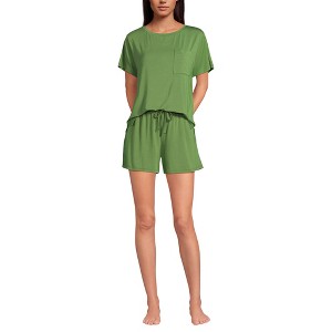 Lands' End Women's Cooling 2 Piece Pajama Set - Short Sleeve Tee and Shorts - 1 of 3