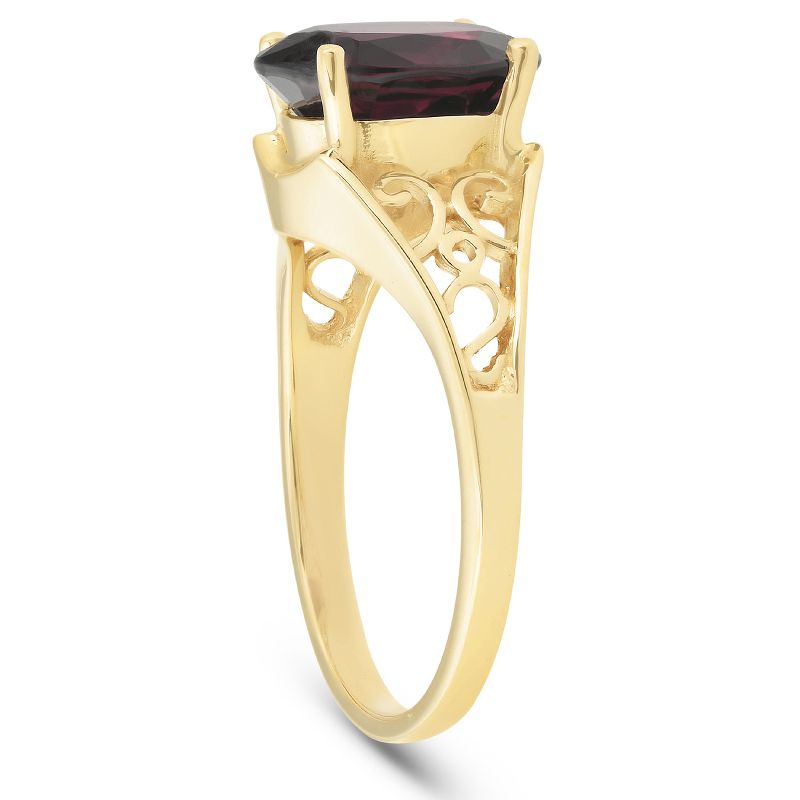 Pompeii3 Genuine 10x8 MM Oval Garnet Solitaire Ring 14k Yellow Gold, 2 of 6