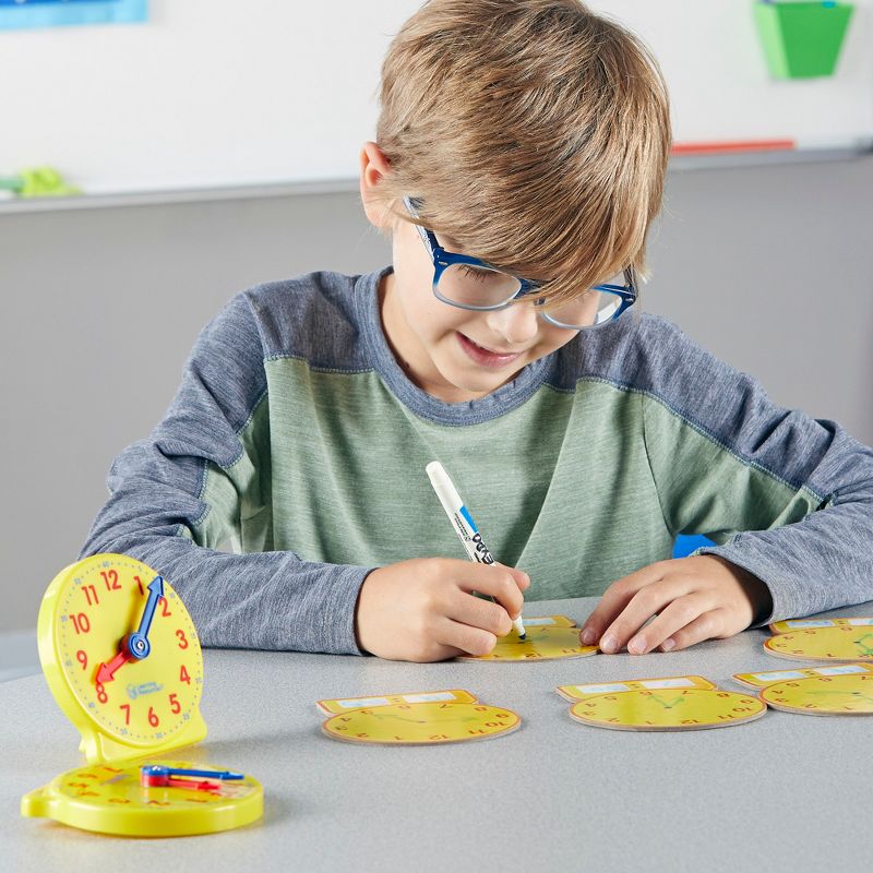 Learning Resources About Time! Group Activity Set, Classroom Set, 6 Write & Wipe Clocks, 5 of 8