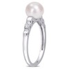 EVERLY JEWELRY |Sterling Silver 0.04 CT TGW Created White Sapphire And 7 - 7.5 MM White Freshwater Cultured Pearl Fashion Ring - 2 of 4