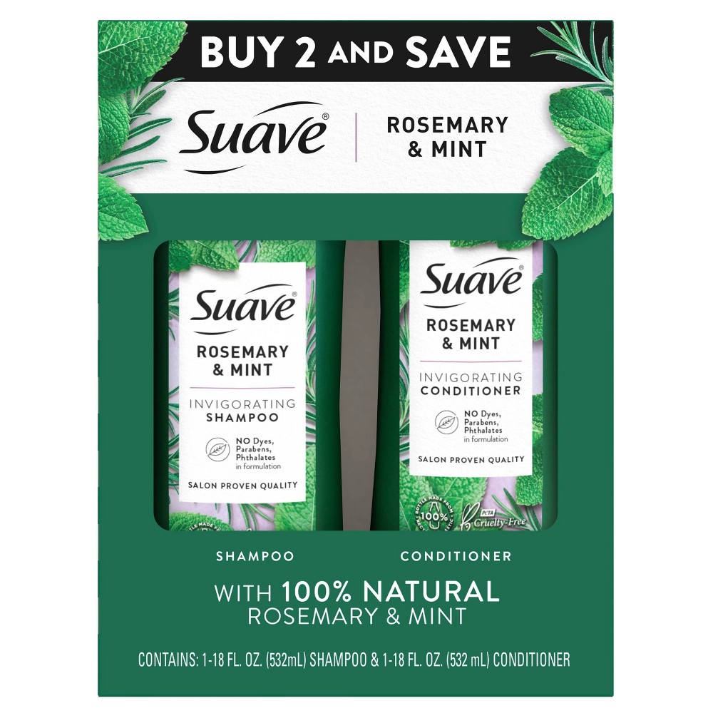 Photos - Hair Product Suave Professionals Invigorating Shampoo and Conditioner for Dry and Damaged Hair Rosemary and Mint 18 fl oz/2ct