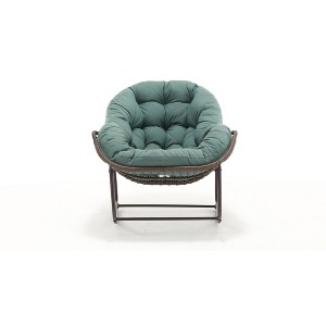 Gulches Oversized Outdoor Rocking Chair  Light Green Wicker Egg Chair with Thick Cushions for Patio Garden Balcony - 1 of 4