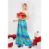 HAPPY BAY Women's A line Slit Maxi Casual Beach Vacation Dress Tube Evening Long Strapless Christmas Holiday Outfits for Women L-XL Palm Tree Lapis - 4 of 4