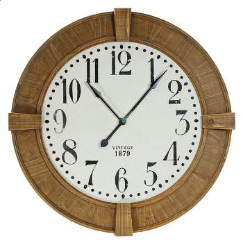 VIP Wood 42.5 in. Brown Traditional Wall Clock