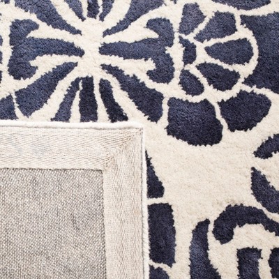 Ivory Navy Hand-Tufted Wool 8' x 10' Rectangular Area Rug