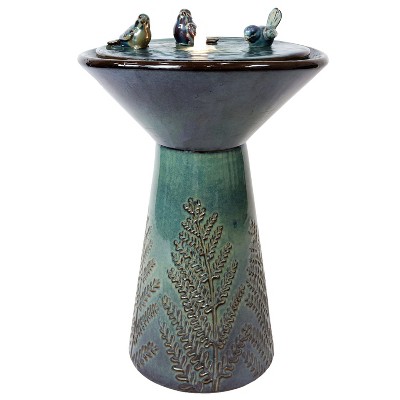 Sunnydaze Gathering Birds Ceramic Outdoor Fountain with LED Lights