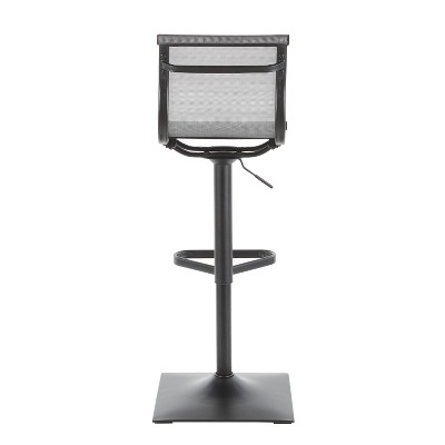 Mirage Contemporary Adjustable Swivel Barstool in Black and Silver Mesh