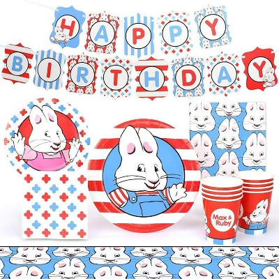 Prime Party Max and Ruby Birthday Party Supplies Pack | 66 Pieces | Serves 8 Guests