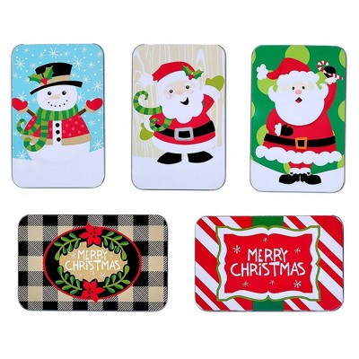 Juvale 5-Piece Assorted Christmas Card Tin Holders Box Set with Lid for Gift & Card, 4.9”x3.2”x0.8”, Assorted Designs