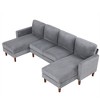 103" Corduroy U-Shaped Modular Sectional Sofa with Solid Wood Legs and Removable Cushions - 3 of 4