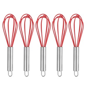 Unique Bargains Silicone Stainless Steel Non-Stick Coated Heat-Resistant Whisk 5 Pcs - 1 of 4