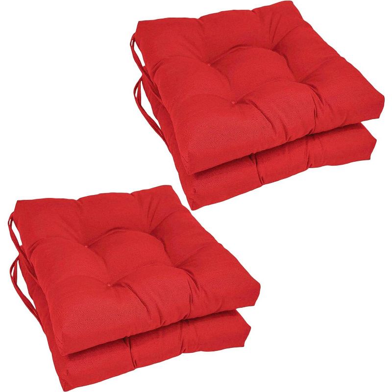 Blazing Needles 16-inch Solid Twill Square Tufted Chair Cushions (Set of 4), 1 of 2