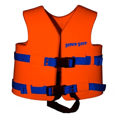 TRC Recreation 1021006 Super Soft Small United States Coast Guard Approved Child Vinyl Coated Foam Life Preserver Floatation Vest, Sunset Orange