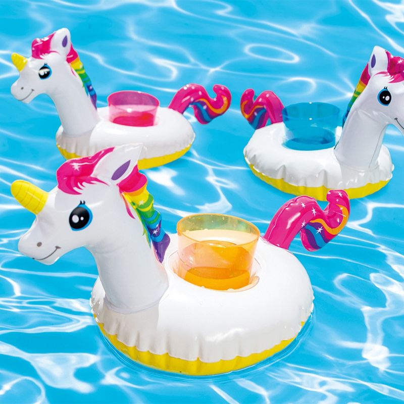 Intex 16 x 8 Inch Vinyl Floating Unicorn Inflatable Drink Beverage Holder Floaties for Ages 3 and Above in Pools, Hot Tubs, Lakes, & Oceans (3 Pack), 3 of 5
