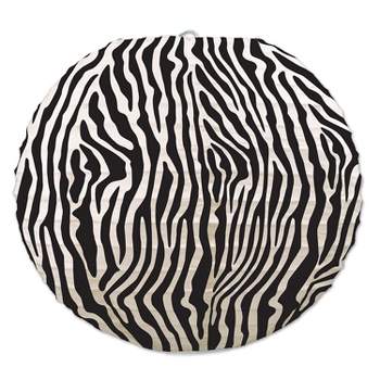 Beistle 9 1/2" Zebra Print Paper Lanterns; Black/White 6/Pack 54567
