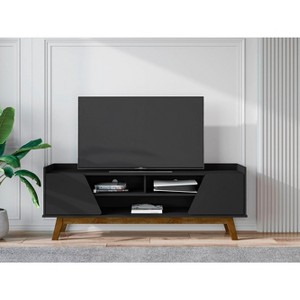 Sapphtopaz Modern TV Stand Media TV Console for TVs Up to 55" with Storage Cabinets & 2 Open Shelves TV Stand with Wood Leg for Living Room - 1 of 4