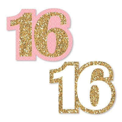 Big Dot of Happiness Sweet 16 - DIY Shaped Birthday Party Cut-Outs - 24 Count