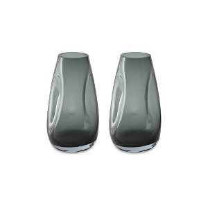 Signature Design by Ashley Beamund Teal Blue Glass Decorative Vase Set of 2 - Medium 9" Indoor/Outdoor Fluted Accent Pieces - 1 of 4