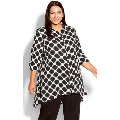 AVENUE | Women's Plus Size Blouse Longline - Brushed Diamond - 16W