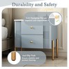 Whisen Modern Minimalist Nightstand with 2 Storage Drawer, Golden Metal Handles and Legs, Unique Textured Design - 2 of 4