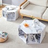 Hexagonal Coffee Table with Multi-Hole Storage,31.5"W 25"W Modern Wood Grain Marble Pattern MDF Center Table for Living Room-Baofuwish - 3 of 4