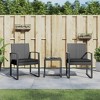 vidaXL 3 Piece Patio Dining Set - Dark Gray PP Rattan Outdoor Furniture with Cushions and Steel Frame, Modular Design for Personalized Configurations - 2 of 4
