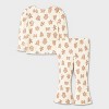 Baby Girls' 2pc Long Sleeve Christmas Holiday Cookies Ribbed Sweatshirt and Flare Leggings Set - Cat & Jack™ Cream - 2 of 4