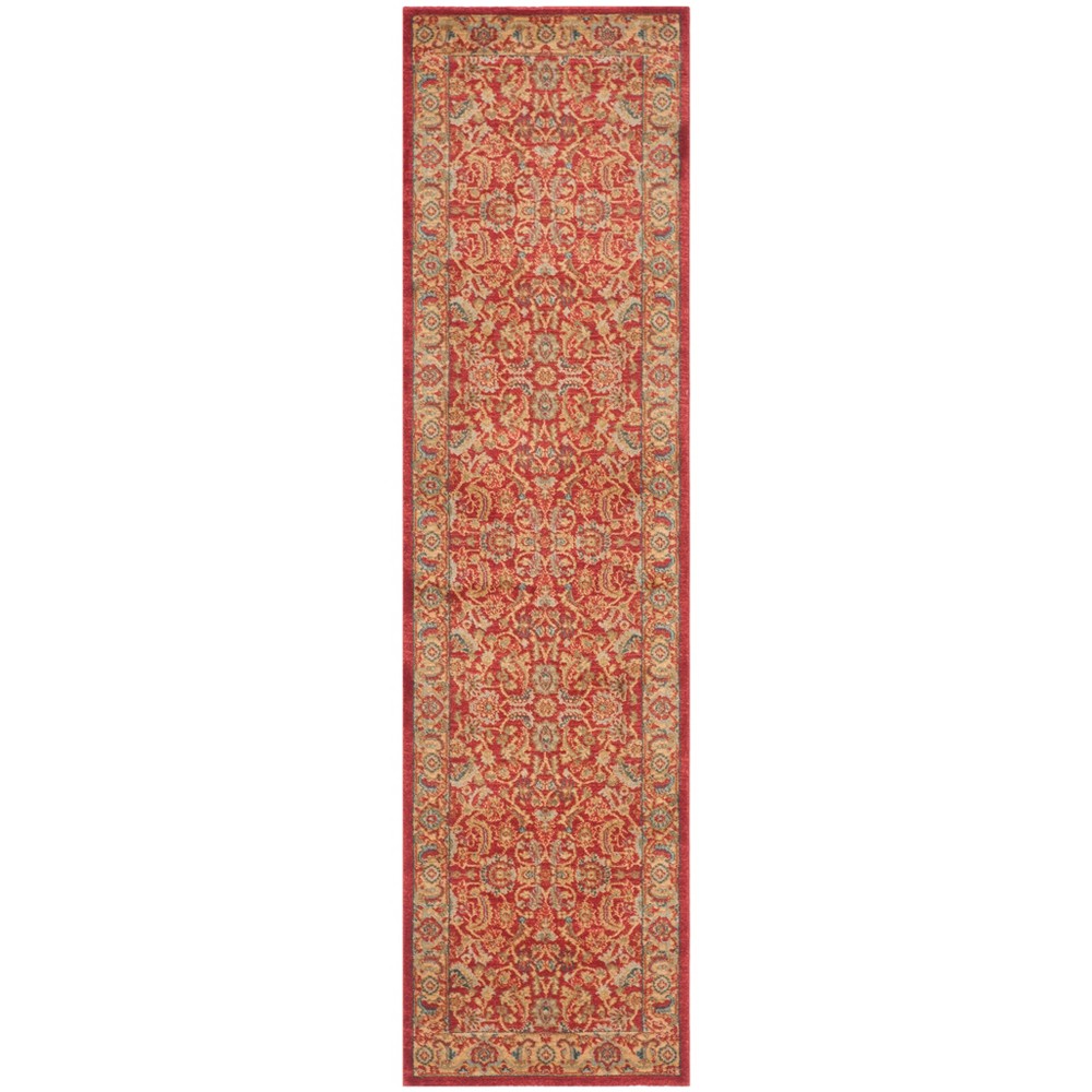  Loomed Floral Runner Rug Red