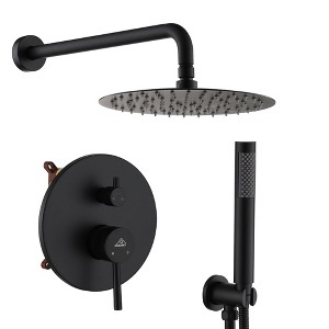 CASAINC 1-Spray Patterns Round 2-Functions 10 Inches Wall Mount Dual Shower Heads with Handheld - 1 of 4